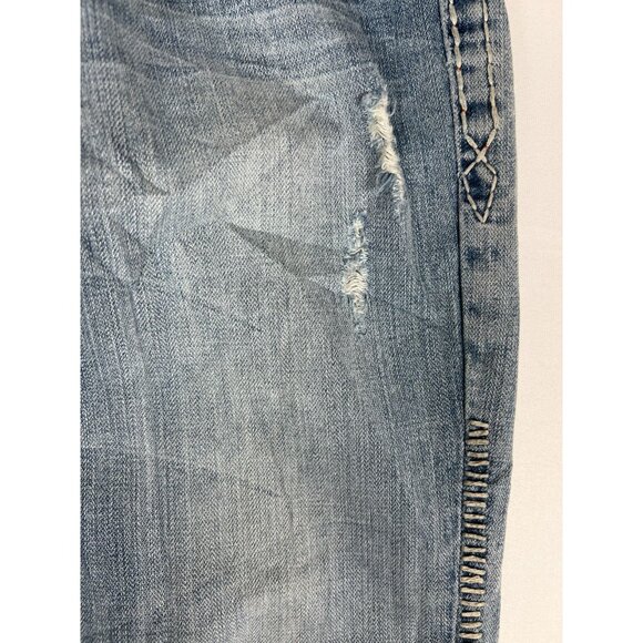 Rock Revival Men Ty 31 Relaxed Straight Blue Denim Jeans Thick Stitch Y2K - Picture 6 of 13